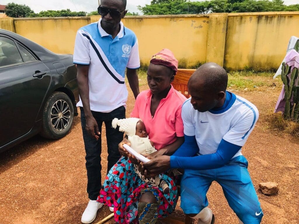 At left is Berom Tribal leader Dalyop Solomon Mwantiri, center is Eunice Simon and at right husband, Simon Kwarkas. Photo by Masara Kim