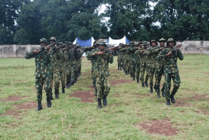 Nigerian Army infantry at a demonstration event in Plateau State, August 2023. Photo by Masara Kim. 