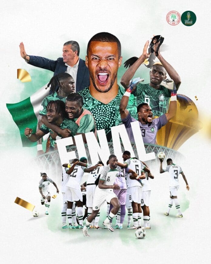 Nigeria edge out South Africa to move to AFCON final. Photo credit: X/@NGSuperEagles.