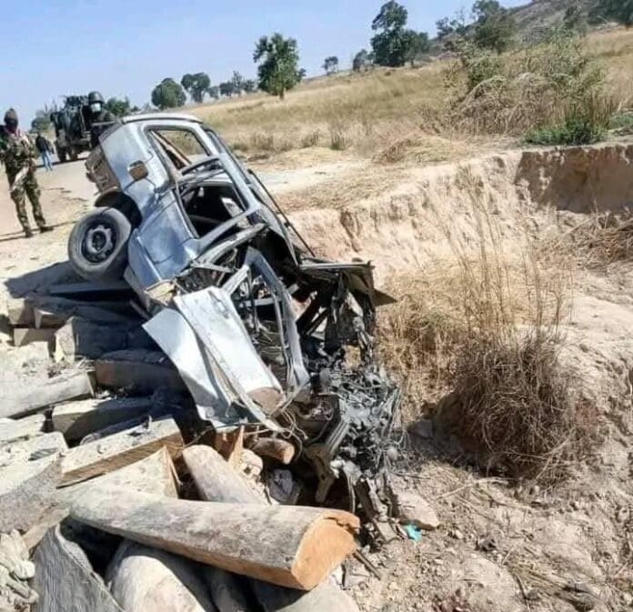 Scene of the bomb blast in Zamfara. Photo credit: X/@ZagaOlaMakama.