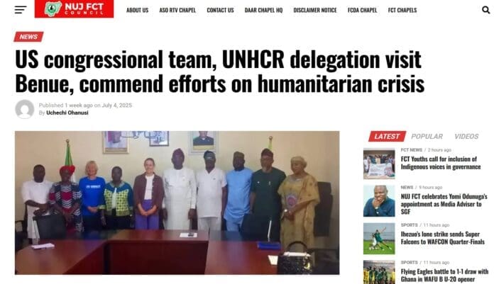 US Delegation Visit to Benue Signals Washington’s Rising Alarm Over Middle Belt Massacres.