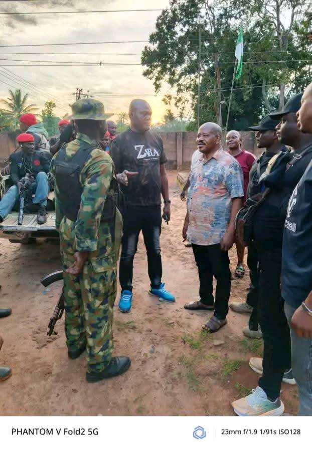Sunday Ajunwa, Ogbadibo County and men of the Joint Military Taskforce (Operation Whirl Stroke) in Orokam community.