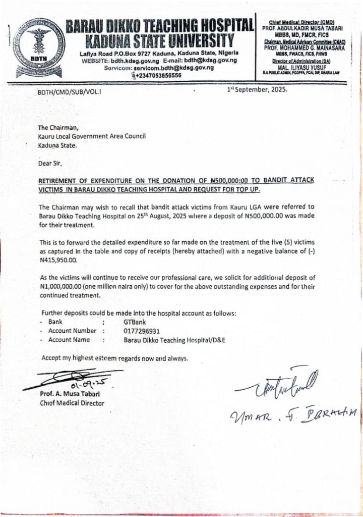 Copy of the letter given to Raphael by the Hospital.