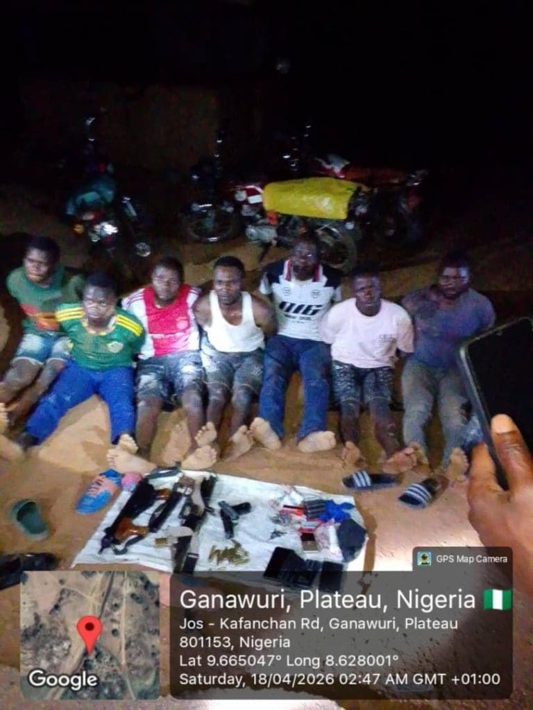 Suspects arrested in connection with attacks in Riyom County, Plateau State. Photo credit: X/@ZagazOlaMakama.