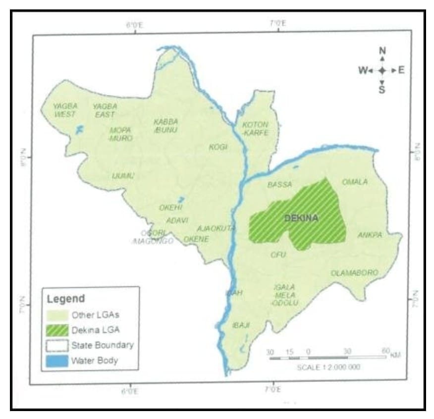 Map of Kogi state showing Dekina-Bassa county. Picture Courtesy: Research Gate.